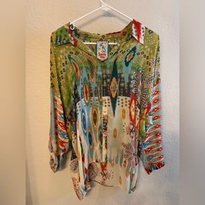 Johnny Was button down long sleeve multi color top